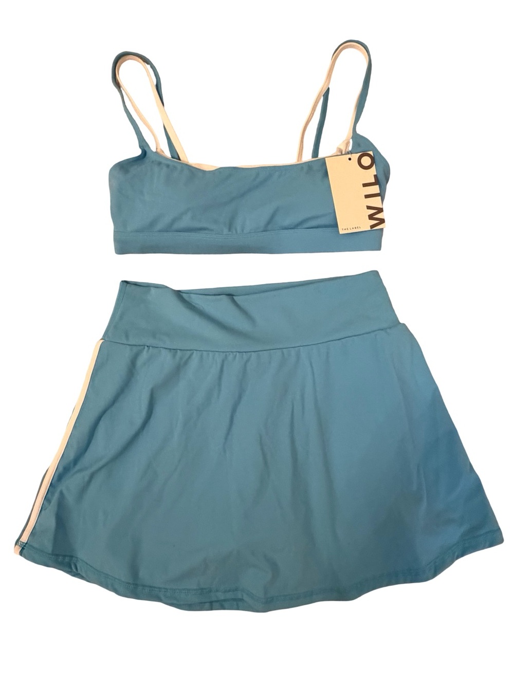 Wilo The Label Double Layer Sports Bra & Skort Set Azure Blue M NWT - Picture 4 of 11